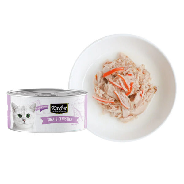 Kit Cat Tuna & Crabstick Grain-Free Wet Cat Food 80g (24 x 80g Box) – Hairball Control, Urinary Tract Health Support, Omega 3 & 6 Rich, No Artificial Preservatives, Complete Complementary Cat Food
