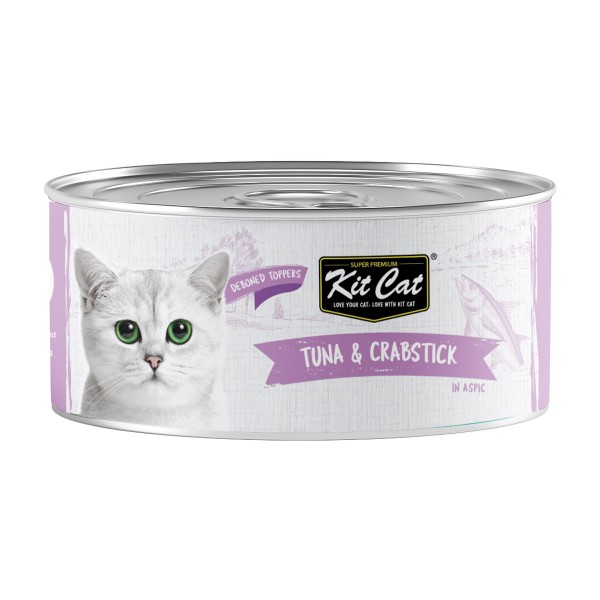Kit Cat Tuna & Crabstick Grain-Free Wet Cat Food 80g (24 x 80g Box) – Hairball Control, Urinary Tract Health Support, Omega 3 & 6 Rich, No Artificial Preservatives, Complete Complementary Cat Food