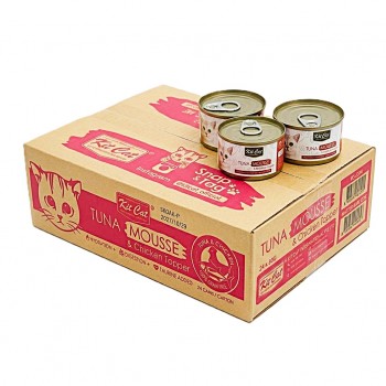 Kit Cat Tuna Mousse with Chicken Topper Wet Cat Food 80g (Box of 24 Cans) | Grain-Free Premium Cat Food with Taurine | High Moisture Hydration Support | Digestive & Urinary Care Formula | No Artificial Preservatives | Adult & Senior Cats