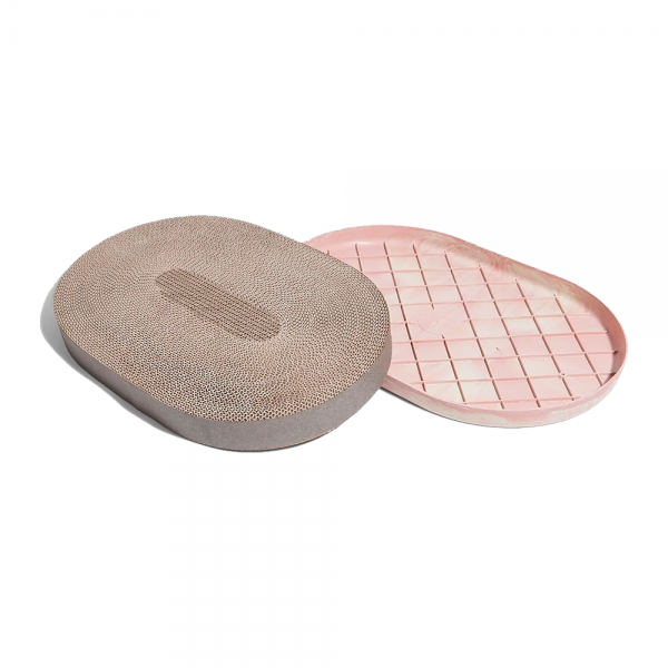Zee.Cat Light Coral Cat Scratcher – Double-Sided Recyclable Cardboard Pad with Natural Rubber Non-Slip Base (45cm x 30cm x 5cm)