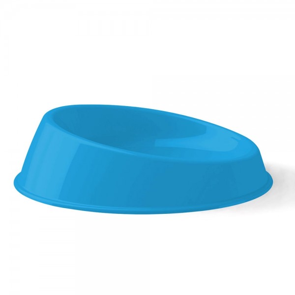 Georplast Vibrissa Whisker-Friendly Cat Bowl Large 400ml – Blue Tilted Elevated Anti-Stress Feeding Dish for Cats & Kittens – Ergonomic Shallow Design Food & Water Bowl