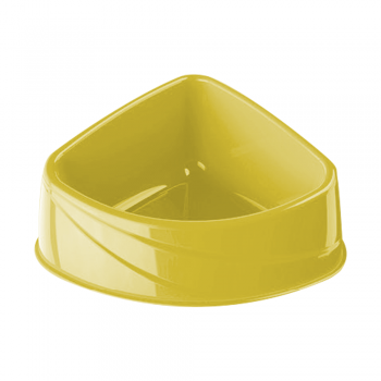Georplast Corner Plastic Pet Bowl S – Ergonomic Space-Saving Corner-Fit Feeding Bowl (15 × 12 × 7 cm) Anti-Slip Durable Plastic Pet Bowl for Cats & Small to Medium Dogs – Easy Clean Modern Lime Green Design