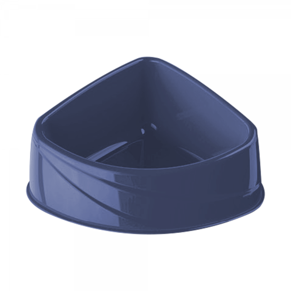Georplast Corner Pet Bowl L Navy Blue – Space-Saving Triangular Cat & Dog Feeding Dish (24×18.5×9 cm, 700g Capacity) Durable Plastic Corner Food & Water Bowl for Small & Medium Pets