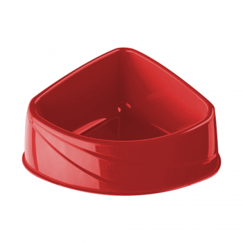 Georplast Corner Pet Bowl L Red – Space-Saving Triangular Cat & Dog Feeding Dish (24×18.5×9 cm, 700g Capacity) Durable Plastic Corner Food & Water Bowl for Small & Medium Pets