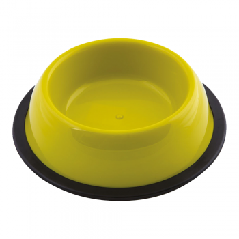 Georplast Silver Antislip Plastic Pet Bowl – Large Round Dog & Cat Feeding Bowl, Non-Slip Base, 22 x 22 x 5.5 cm, Durable Pet-Safe Plastic, Lime Green Color