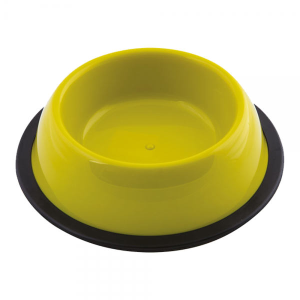 Georplast Silver Antislip Plastic Pet Bowl – Large Round Dog & Cat Feeding Bowl, Non-Slip Base, 22 x 22 x 5.5 cm, Durable Pet-Safe Plastic, Lime Green Color