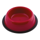 Georplast Silver Antislip Plastic Pet Bowl – Large Round Dog & Cat Feeding Bowl, Non-Slip Base, 22 x 22 x 5.5 cm, Durable Pet-Safe Plastic, Red Color