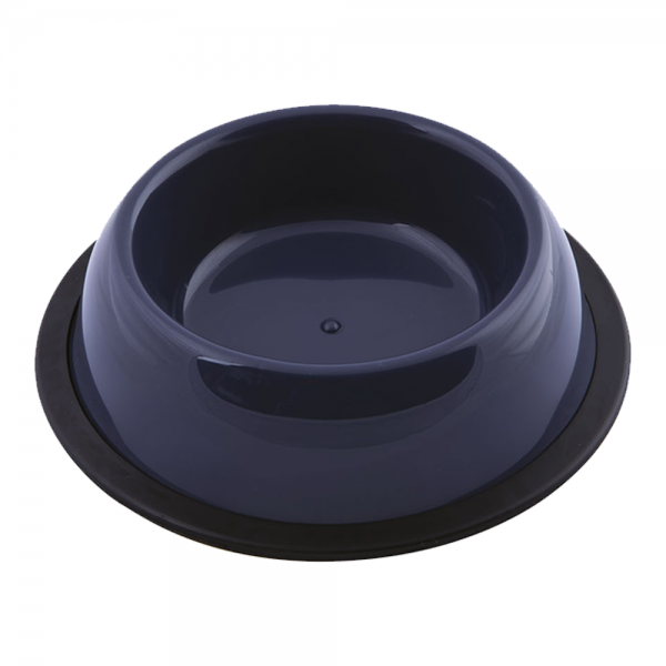 Georplast Silver Anti-Slip Round Plastic Pet Bowl XL Navy Blue – 26cm Durable Non-Slip Feeding Bowl for Dogs & Cats – Stable Food & Water Dish