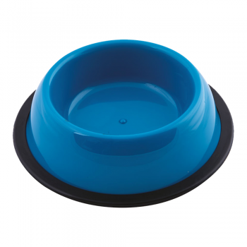 Georplast Silver Anti-Slip Round Plastic Pet Bowl XL Blue – 26cm Durable Non-Slip Feeding Bowl for Dogs & Cats, Food and Water Dish