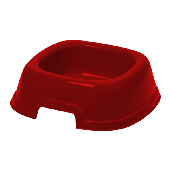 Georplast Mon Ami Plastic Pet Bowl S (16.5 × 16.5 × 6.5 cm) – Durable Square Feeding Bowl for Dogs and Cats, Easy-Clean Plastic Pet Bowl – Red Color