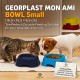 Georplast Mon Ami Plastic Pet Bowl S (16.5 × 16.5 × 6.5 cm) – Durable Square Feeding Bowl for Dogs and Cats, Easy-Clean Lightweight Plastic Pet Bowl – Navy Blue Color