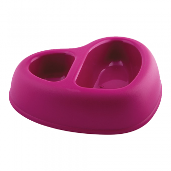Georplast That’s Amore Double Pet Bowl for Dogs & Cats – Heart-Shaped Dual Food & Water Feeder – Non-Slip Durable Plastic Feeding Dish – Magenta – 27 x 22.5 x 6.5 cm