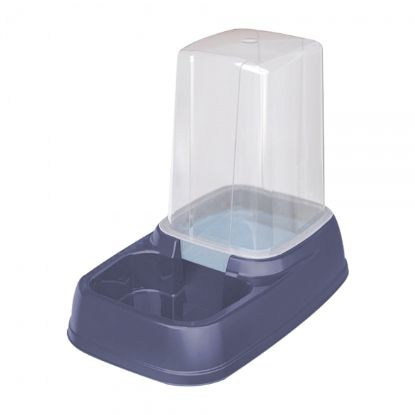Georplast Eat & Drink Dispenser 3.7L – Navy Blue 2 in 1 Pet Food & Water Dispenser for Cats and Dogs, Durable Italian Made Gravity Feeder, Transparent Storage Tank, Size 32.5 x 20 x 27 cm