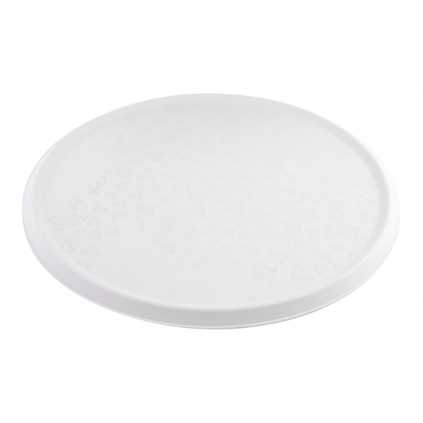 Georplast Alfa Food Placemat Round Pet Feeding Mat 32.5cm White – BPA-Free Non-Slip Food & Water Bowl Mat for Dogs & Cats – Paw & Bone Embossed Design