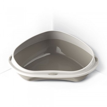 Georplast Shuttle Corner Cat Litter Tray Grey 58x48x20.5 cm – Space Saving Triangular Corner Litter Box for Cats – Durable Premium Plastic High Wall Open Cat Toilet Pan – Easy Clean Hygienic Pet Litter Tray for Kittens, Adult & Large Cats