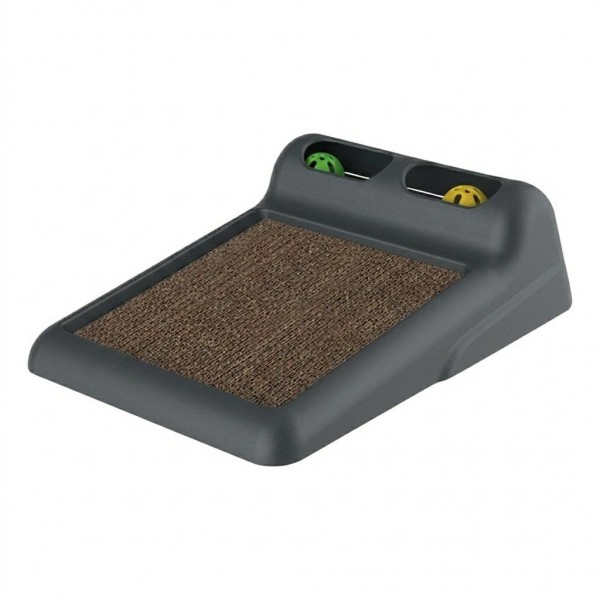 Georplast Flipper Interactive Cat Toy & Scratcher – 2-in-1 Corrugated Cardboard Scratch Pad with Dual Ball Track – Mental Stimulation & Exercise Station for Cats & Kittens – Dark Gray – L40 x W27 x H12 cm