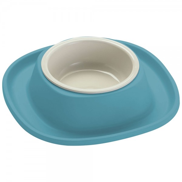 Georplast Volcano Soft Touch Single Pet Bowl Blue with Integrated Spill Catch Tray Durable Non Slip Feeding Bowl for Cats and Small Dogs 230ml 20x20x3.5 cm Made in Italy Georplast Volcano Soft Touch Single Pet Bowl Blue with Integrated Spill Catch Tray Durable Non Slip Feeding Bowl for Cats and Small Dogs 230ml 20x20x3.5 cm Made in Italy