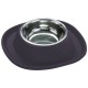 Georplast Soft Touch Stainless Steel Single Pet Bowl – Navy Blue Small Size 19x19x5h cm 200ml Removable Hygienic Steel Insert with Flexible Soft-Touch Non-Slip Holder for Cats and Small Dogs