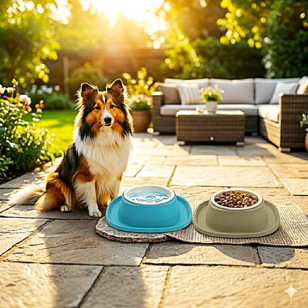 Georplast Soft Touch Plastic Single Bowl Large 600ml Pink Pet Feeding Dish with Removable Inner Bowl, Non-Slip Ergonomic Food & Water Bowl for Cats and Dogs, 28x28x5.5 cm, Made in Italy