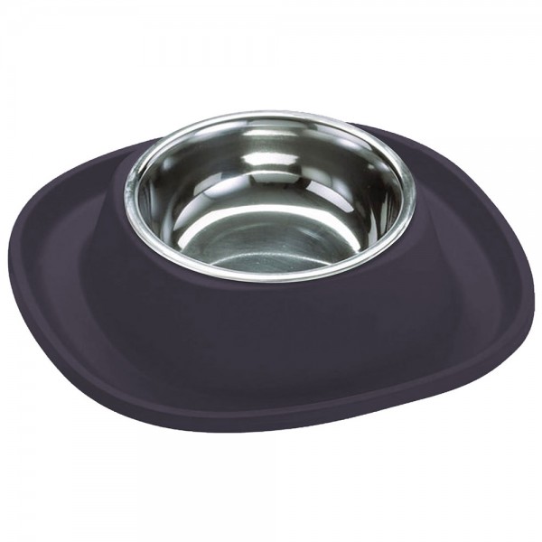 Georplast Soft Touch Stainless Steel Single Bowl Large Navy Blue – 600ml Non-Slip Durable Pet Feeding Bowl with Removable Stainless Steel Insert 28x28x5.5 cm Modern Pet Bowl for Cats and Small Dogs Made in Italy