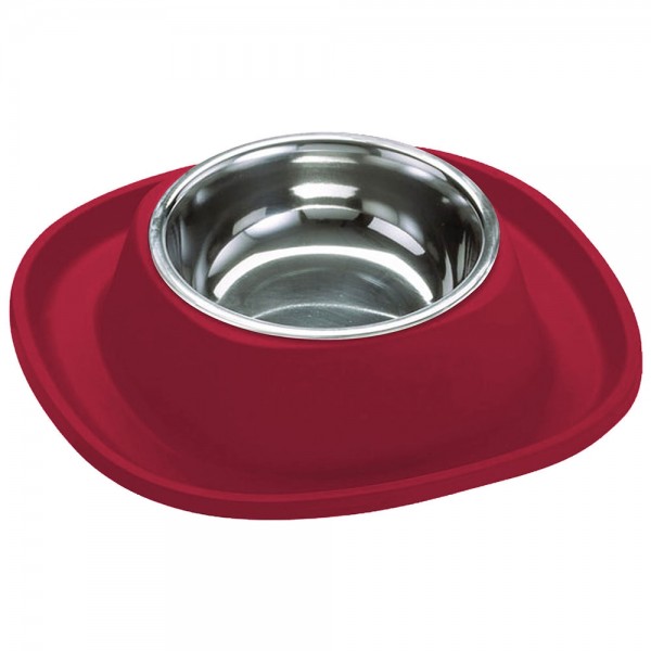 Georplast Soft Touch Stainless Steel Single Bowl Large Red – 600ml Non-Slip Durable Pet Feeding Bowl with Removable Stainless Steel Insert 28x28x5.5 cm Made in Italy for Cats and Small Dogs