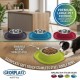 Georplast Soft Touch Stainless Steel Single Bowl Large Navy Blue – 600ml Non-Slip Durable Pet Feeding Bowl with Removable Stainless Steel Insert 28x28x5.5 cm Modern Pet Bowl for Cats and Small Dogs Made in Italy