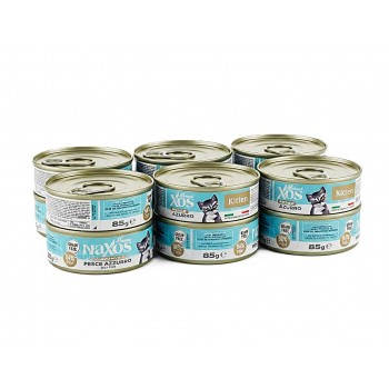 Naxos Kitten Grain Free Monoprotein Oily Fish Mousse Wet Cat Food 85g x 12 Pack Complete Nutrition for Kittens 3-12 Months with 94% Blue Fish Omega 3 Salmon Oil Spirulina & Pomegranate