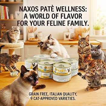 Naxos Grain Free Sterilized Adult Cat Wet Food Chicken and Turkey Pate with Salmon Oil Pomegranate Spirulina 85g x 12 Cans Box