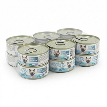 Naxos Sterilight Adult Wet Cat Food Tuna & Chicken Pate 85g x 12 Cans (1 Box) Grain Free Complete Balanced Nutrition for Neutered Cats with Omega 3 Salmon Oil Taurine Vitamins Made in Italy