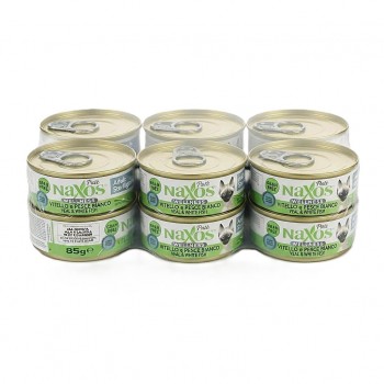 Naxos Cat Grain Free Adult Sterilight Veal & White Fish Pate Wet Cat Food 85g x 12 Cans (1 Box) for Sterilized & Neutered Cats with Salmon Oil, Pomegranate & Spirulina, Made in Italy