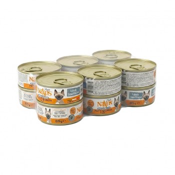 Naxos Wellness Adult Sterilised Cat Food Pate Chicken & Quail Grain Free Wet Food with Pomegranate Spirulina Algae Salmon Oil for Neutered Cats 12 x 85g Cans