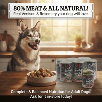 Alpha Spirit Meatballs with Red Deer & Rosemary Wet Dog Food 400g x 6 Cans, Complete Grain Free Adult Dog Food with 80% Fresh Chicken Pork and Venison, Natural Vegetables and Essential Vitamins
