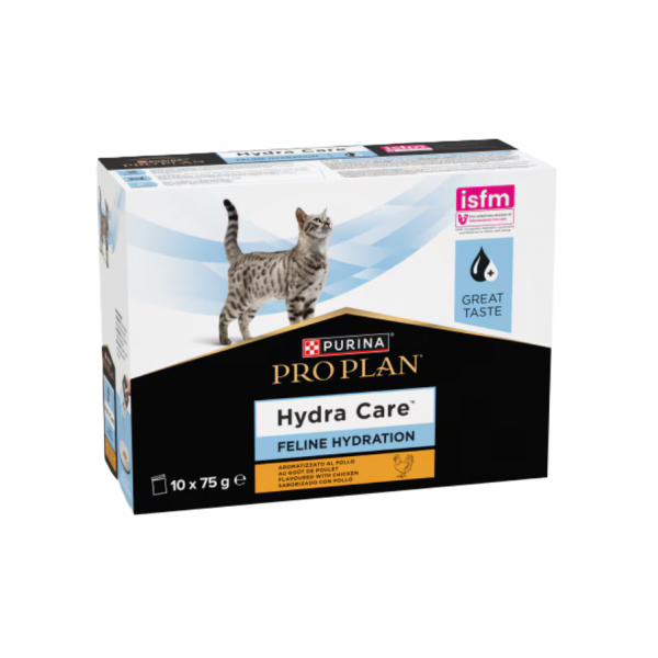 Purina Pro Plan Veterinary Diets Cat HC Hydra Care Chicken Flavor Feline Hydration Supplement, Savoury Gravy, Supports Hydration & Urinary Health, 75g Pouches (Pack of 10)