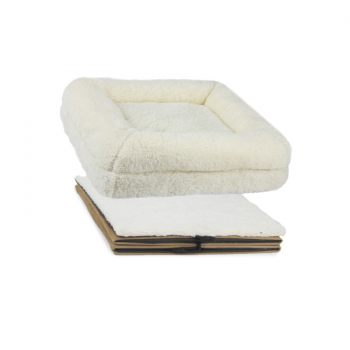 Lambswool 2 in 1 Cat Castle - Tan, Size - 40cm X 40cm X 32cm