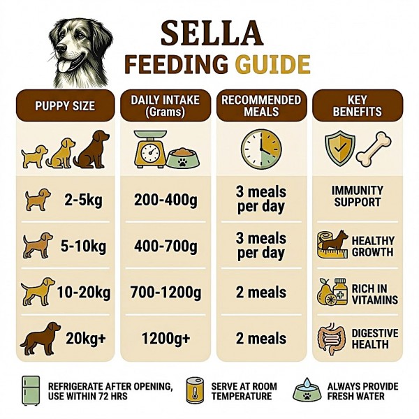 SELLA Lamb & Bonito Chunks in Gravy Wet Puppy Food, 12 Cans x 400g (4.8kg), Puppy Dog Food with Vitamins A, D3 and E, No Artificial Dyes or Preservatives, Made in Turkey