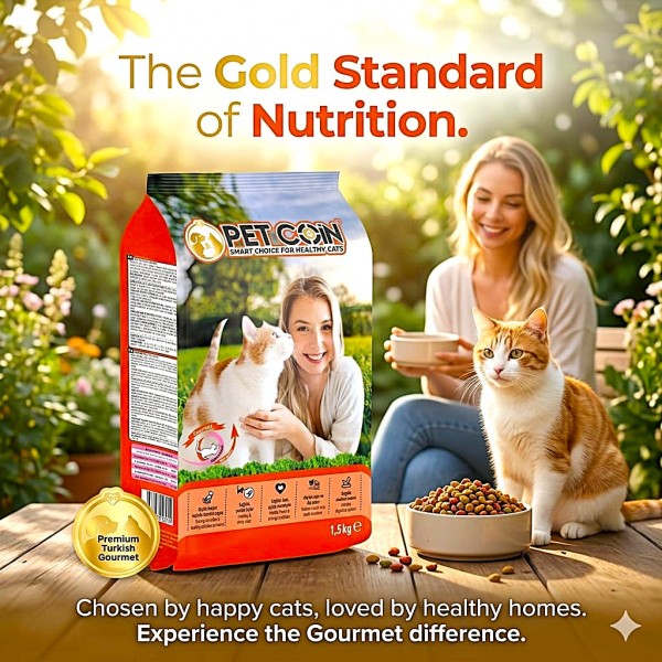 Petcoin Adult Cat Gourmet Chicken, Salmon & Lamb Dry Cat Food 1.5kg – High Protein Complete Nutrition for Adult Cats