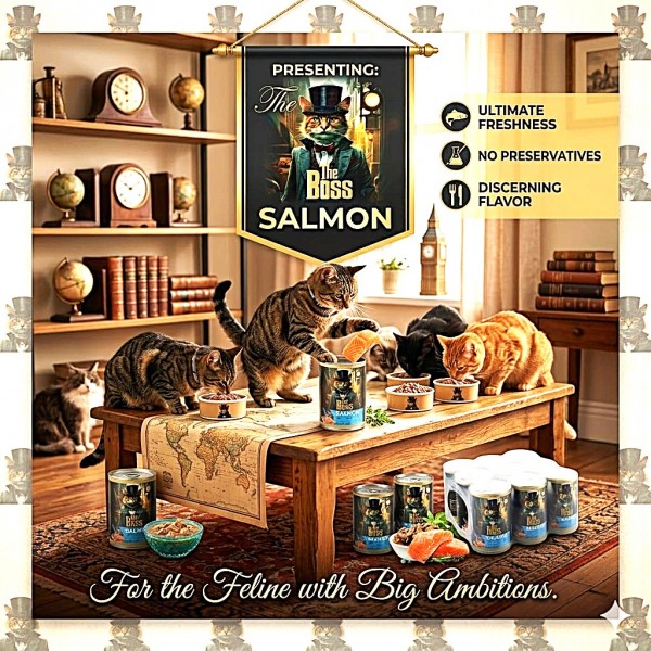 The Boss with Salmon Wet Cat Food for Adult Cats, 12 x 400g Cans (4.8kg), Real Salmon Chunks, Complete & Balanced Nutrition, Taurine for Vision Support, Healthy Skin & Coat Care