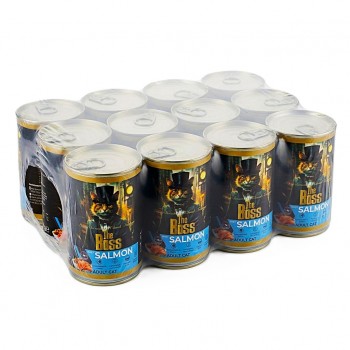 The Boss with Salmon Wet Cat Food for Adult Cats, 12 x 400g Cans (4.8kg), Real Salmon Chunks, Complete & Balanced Nutrition, Taurine for Vision Support, Healthy Skin & Coat Care