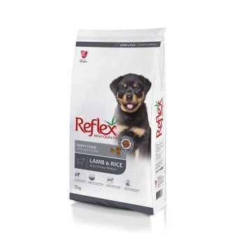 Reflex High Quality Lamb & Rice Dry Puppy Food 15kg | Complete & Balanced Dog Food for Puppies | High Protein with Lamb, Omega 3 & 6, Prebiotics, Vitamins & Minerals for Healthy Growth, Skin & Coat