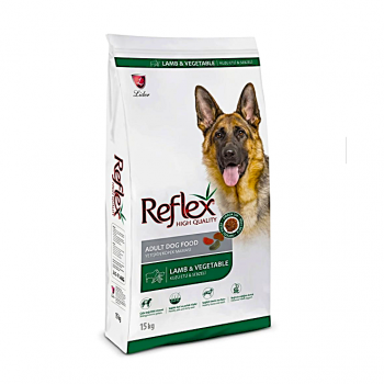 Reflex Lamb, Rice & Vegetables Adult Dry Dog Food 15Kg – High Protein Premium Dog Food with Omega 3 & 6, Strong Immunity, Healthy Skin & Coat, Complete & Balanced Nutrition for Adult Dogs