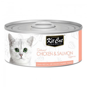 Kit Cat Deboned CHICKEN & SALMON Toppers CAN( 80g )  For Cat