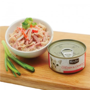 Kit Cat Deboned CHICKEN & CRABSTICK Toppers CAN( 80g )  For Cat