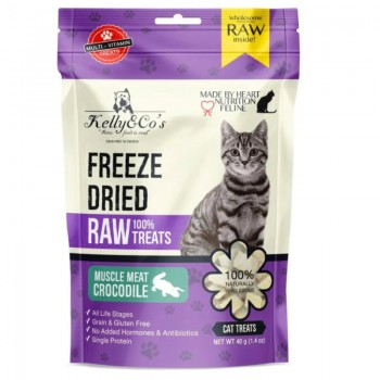 KELLY & CO’S Single Ingredient Freeze-Dried Crocodile Muscle Meat Cat Treats – Grain-Free & Gluten-Free Raw Snack, 40g