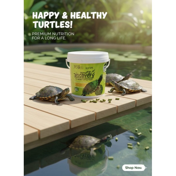 Taiyo Pluss Discovery Turtle Food 500g (1500ml) Complete Balanced Nutrition for Aquatic Turtles, Reptiles & Amphibians with High Protein, Vitamins & Minerals for Strong Shell & Healthy Growth