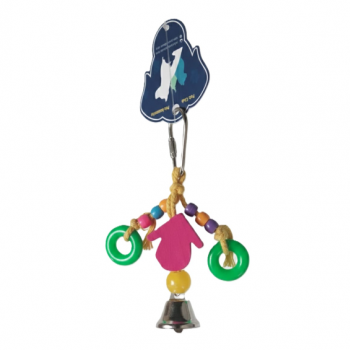 Pets Club Leather Bird Toy with Bell – Hanging Chew & Play Toy (H 25 cm, W 8 cm)