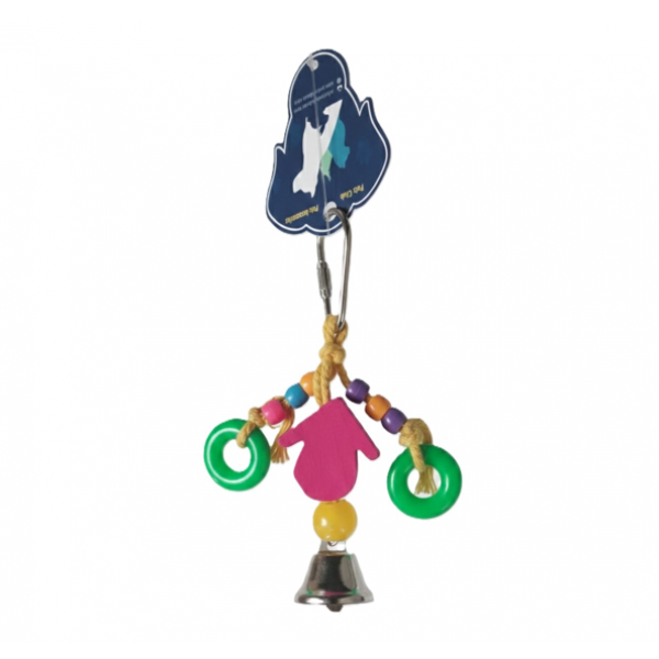 Pets Club Leather Bird Toy with Bell – Hanging Chew & Play Toy (H 25 cm, W 8 cm)