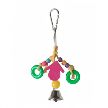 Pets Club Leather Bird Toy with Bell – Hanging Chew & Play Toy (H 25 cm, W 8 cm)