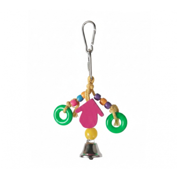 Pets Club Leather Bird Toy with Bell – Hanging Chew & Play Toy (H 25 cm, W 8 cm)