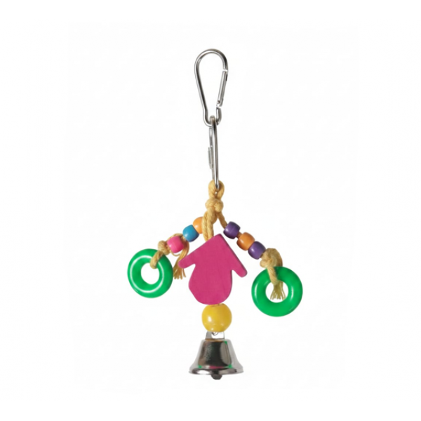 Pets Club Leather Bird Toy with Bell – Hanging Chew & Play Toy (H 25 cm, W 8 cm)