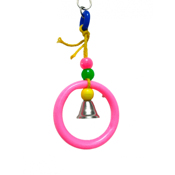 Pets Club Plastic Bird Toy with Bell – H 17 cm × W 8 cm | Ring Beller Hanging Toy for Small to Medium Birds